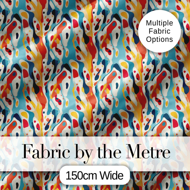 Abstract Organic Shapes Pattern  Modern Seamless Artistic Design Digital Print Fabric by the Metre UK Sewing Quilting Textile