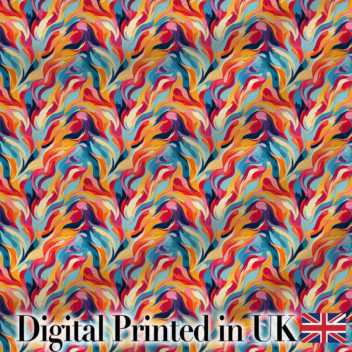Vibrant Abstract Fluid Paint Pattern Colorful Artistic Seamless Design Digital Print Fabric by the Metre UK Sewing Quilting Textile