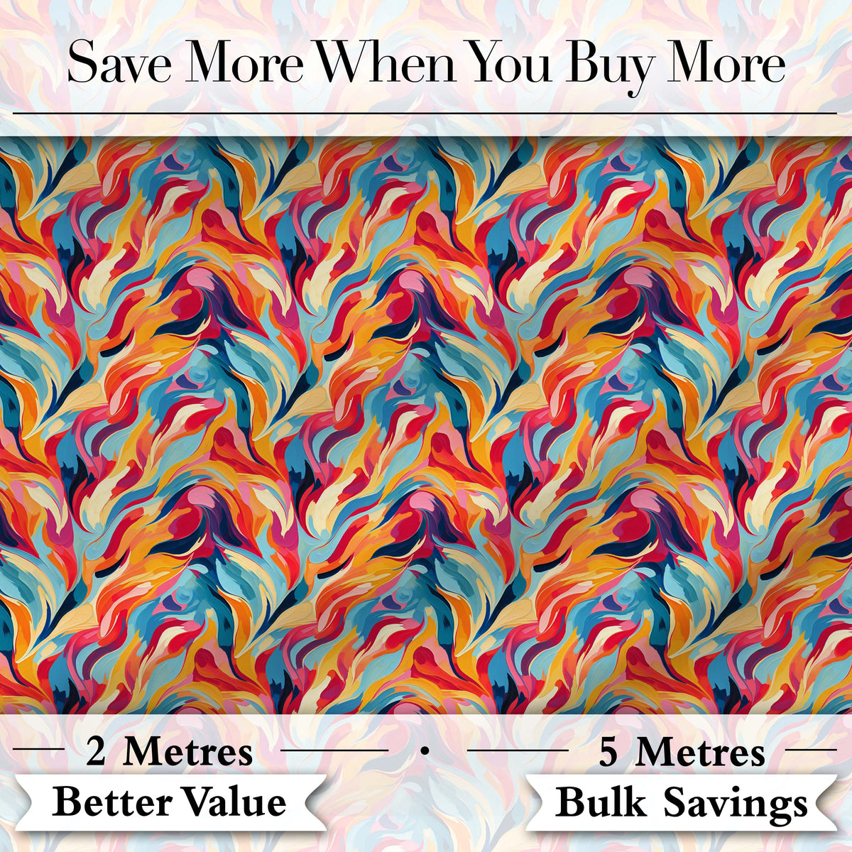 Vibrant Abstract Fluid Paint Pattern Colorful Artistic Seamless Design Digital Print Fabric by the Metre UK Sewing Quilting Textile