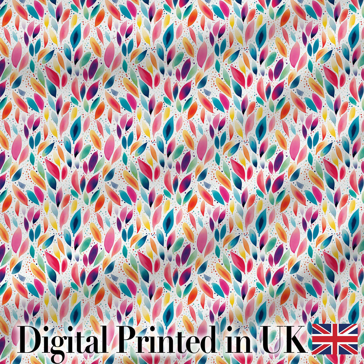 Colorful Watercolor Leaf Pattern Seamless Botanical Abstract Design Digital Print Fabric by the Metre UK Sewing Quilting Textile