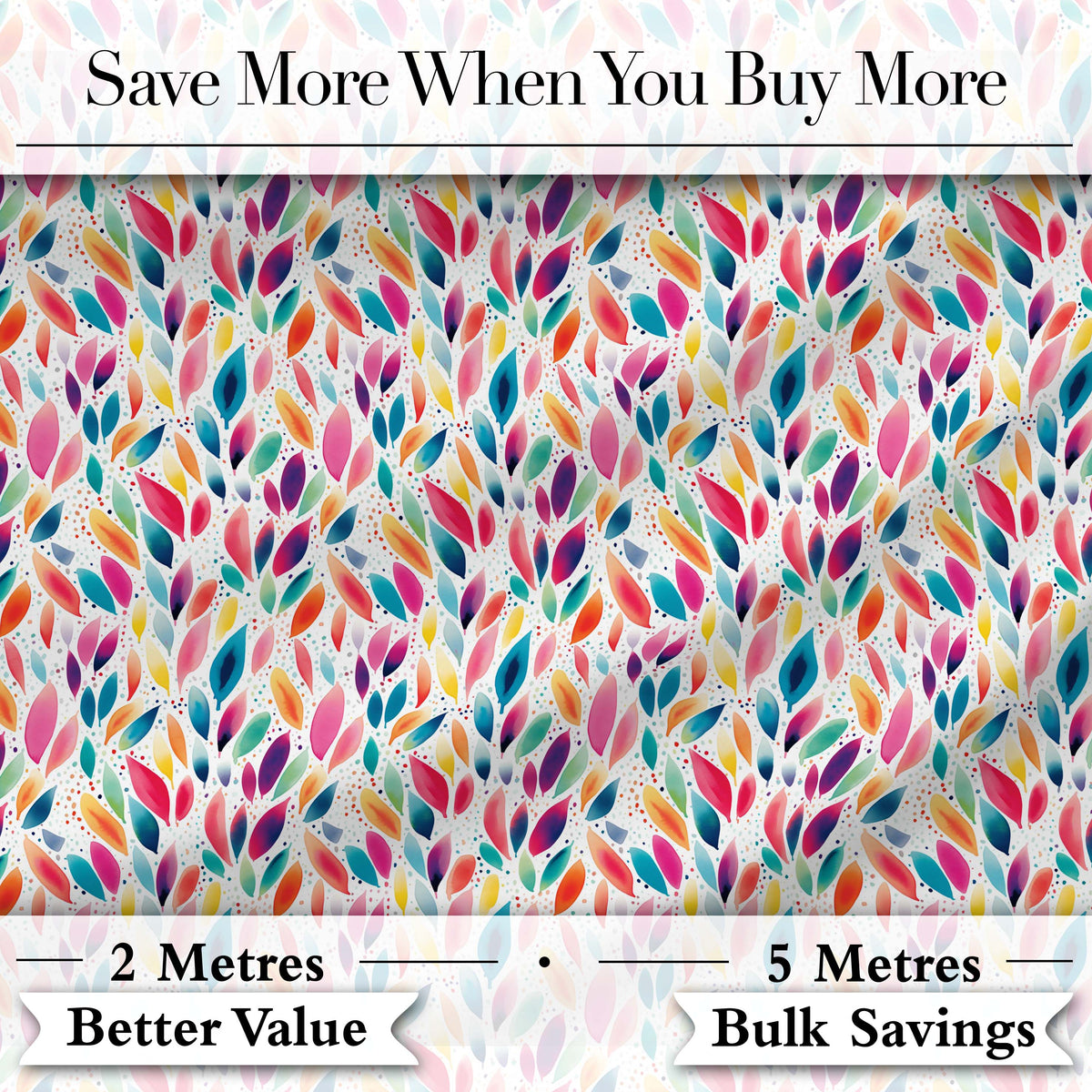 Colorful Watercolor Leaf Pattern Seamless Botanical Abstract Design Digital Print Fabric by the Metre UK Sewing Quilting Textile