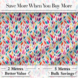 Colorful Watercolor Leaf Pattern Seamless Botanical Abstract Design Digital Print Fabric by the Metre UK Sewing Quilting Textile