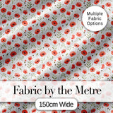 Delicate Red Poppy Watercolor Floral Pattern Soft Botanical Seamless Design Digital Print Fabric by the Metre UK Sewing Quilting Textile
