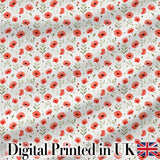 Delicate Red Poppy Watercolor Floral Pattern Soft Botanical Seamless Design Digital Print Fabric by the Metre UK Sewing Quilting Textile
