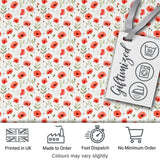 Delicate Red Poppy Watercolor Floral Pattern Soft Botanical Seamless Design Digital Print Fabric by the Metre UK Sewing Quilting Textile