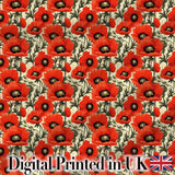Vintage Poppy Floral Pattern Bold Red Flowers Botanical Seamless Design Digital Print Fabric by the Metre UK Sewing Quilting Textile
