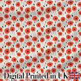 Minimal Red Poppy Floral Pattern Elegant Botanical Seamless Design Digital Print Fabric by the Metre UK Sewing Quilting Textile