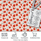 Minimal Red Poppy Floral Pattern Elegant Botanical Seamless Design Digital Print Fabric by the Metre UK Sewing Quilting Textile