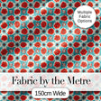 Floral Tile Pattern Red and Blue Geometric Botanical Seamless Design Digital Print Fabric by the Metre UK Sewing Quilting Textile