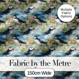 Vintage Puffin Bird and Floral Pattern Botanical Coastal Seamless Design Digital Print Fabric by the Metre UK Sewing Quilting Textile