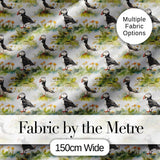 Watercolor Puffin Birds in Floral Meadow Garden Seamless Pattern Digital Print Fabric by the Metre UK Sewing Quilting Textile