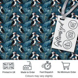 Decorative Puffin Birds with Abstract Ocean Plants Seamless Pattern Digital Print Fabric by the Metre UK Sewing Quilting Textile