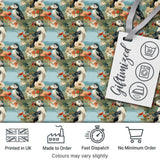 Vintage Style Puffin Birds with Floral Garden Seamless Pattern Digital Print Fabric by the Metre UK Sewing Quilting Textile
