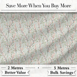 Delicate Pink Blossom Branches Seamless Floral Pattern Soft Sage Background Digital Print Fabric by the Metre UK Sewing Quilting Textile