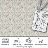 Delicate Pink Blossom Branches Seamless Floral Pattern Soft Sage Background Digital Print Fabric by the Metre UK Sewing Quilting Textile