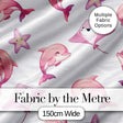 Cute Pink Dolphins and Starfish Seamless Ocean Pattern Light Grey Background Digital Print Fabric by the Metre UK Sewing Quilting Textile