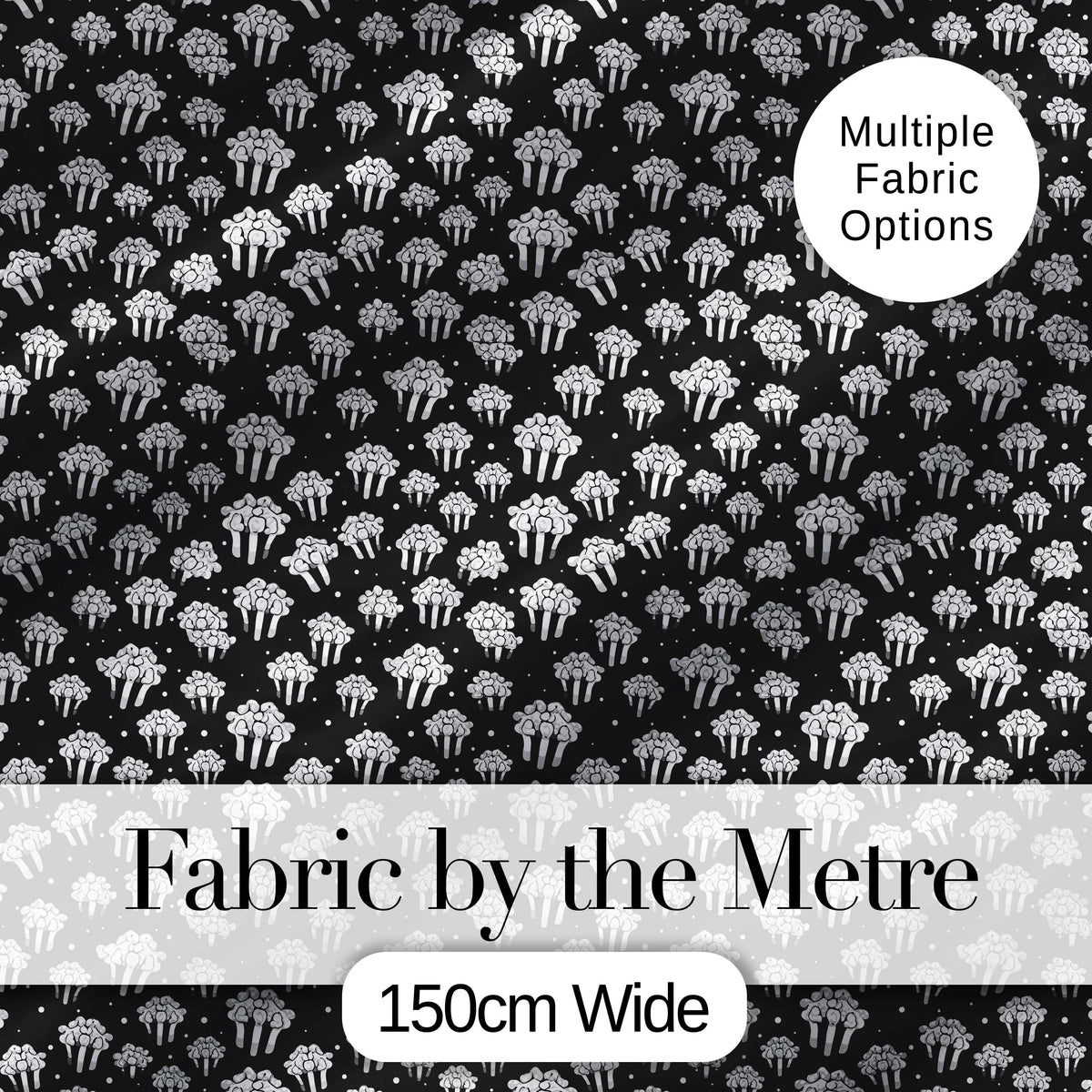 Minimal Monochrome Popcorn Buckets on Black Background Seamless Pattern Digital Print Fabric by the Metre UK Sewing Quilting Textile