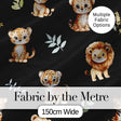 Adorable Baby Jungle Animals with Leaves on Black Background Seamless Pattern Digital Print Fabric by the Metre UK Sewing Quilting Textile