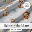 Cute Baby Jungle Animals with Leaves on Light Grey Background Seamless Pattern Digital Print Fabric by the Metre UK Sewing Quilting Textile