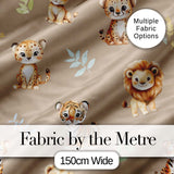 Cute Baby Jungle Animals with Leaves on Warm Beige Background Seamless Pattern Digital Print Fabric by the Metre UK Sewing Quilting Textile