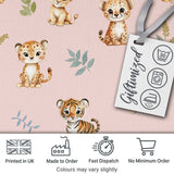 Cute Baby Jungle Animals with Leaves on Blush Pink Background Seamless Pattern Digital Print Fabric by the Metre UK Sewing Quilting Textile