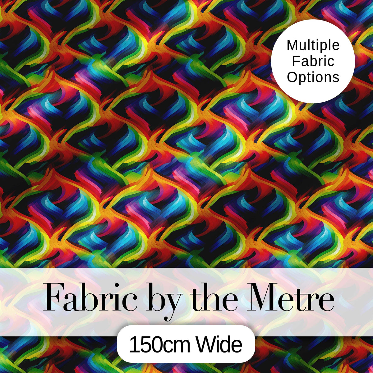Bold Multicolour Abstract Wave Lines Seamless Pattern Digital Print Fabric by the Metre UK Sewing Quilting Textile