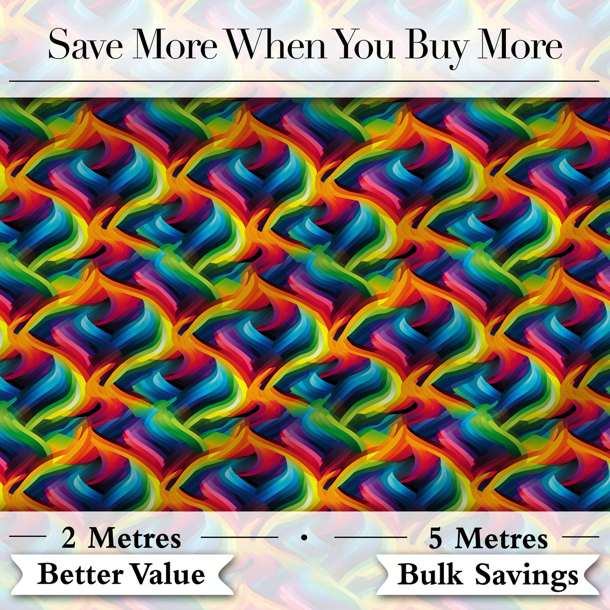 Bold Multicolour Abstract Wave Lines Seamless Pattern Digital Print Fabric by the Metre UK Sewing Quilting Textile