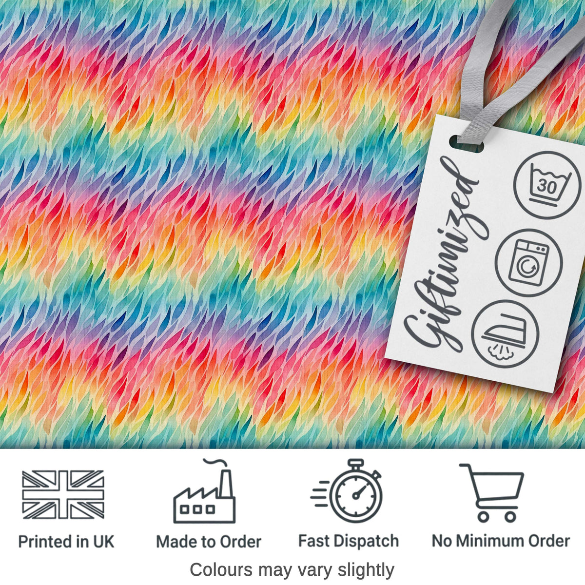 Geometric Rainbow Curved Blocks Pattern Seamless Pattern Digital Print Fabric by the Metre UK Sewing Quilting Textile