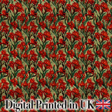 Vintage Red Floral Botanical Sketch Seamless Pattern Digital Print Fabric by the Metre UK Sewing Quilting Textile