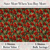 Vintage Red Floral Botanical Sketch Seamless Pattern Digital Print Fabric by the Metre UK Sewing Quilting Textile