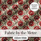 Watercolor Red Botanical Leaves Seamless Pattern Digital Print Fabric by the Metre UK Sewing Quilting Textile