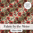 Detailed Red Peony Floral Vintage Seamless Pattern Digital Print Fabric by the Metre UK Sewing Quilting Textile