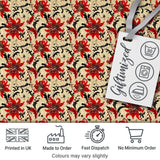 Detailed Red Peony Floral Vintage Seamless Pattern Digital Print Fabric by the Metre UK Sewing Quilting Textile