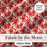 Bold Red Lily Watercolor Floral Seamless Pattern Digital Print Fabric by the Metre UK Sewing Quilting Textile