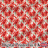 Bold Red Lily Watercolor Floral Seamless Pattern Digital Print Fabric by the Metre UK Sewing Quilting Textile