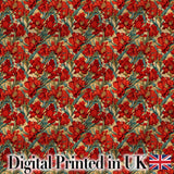 Vintage Red Lily Floral Beige Background Seamless Pattern Digital Print Fabric by the Metre UK Sewing Quilting Textile