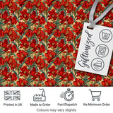 Vintage Red Lily Floral Beige Background Seamless Pattern Digital Print Fabric by the Metre UK Sewing Quilting Textile