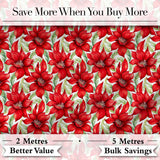 Watercolor Red Floral Bloom White Background Seamless Pattern Digital Print Fabric by the Metre UK Sewing Quilting Textile