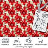 Watercolor Red Floral Bloom White Background Seamless Pattern Digital Print Fabric by the Metre UK Sewing Quilting Textile