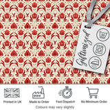 Vintage Red Tulip Floral Symmetrical Pattern Seamless Pattern Digital Print Fabric by the Metre UK Sewing Quilting Textile