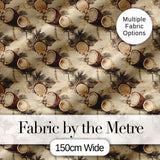 Coconut Palm Vintage Beach Scene Seamless Pattern Digital Print Fabric by the Metre UK Sewing Quilting Textile