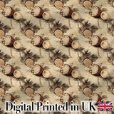 Coconut Palm Vintage Beach Scene Seamless Pattern Digital Print Fabric by the Metre UK Sewing Quilting Textile