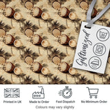 Coconut Palm Vintage Beach Scene Seamless Pattern Digital Print Fabric by the Metre UK Sewing Quilting Textile