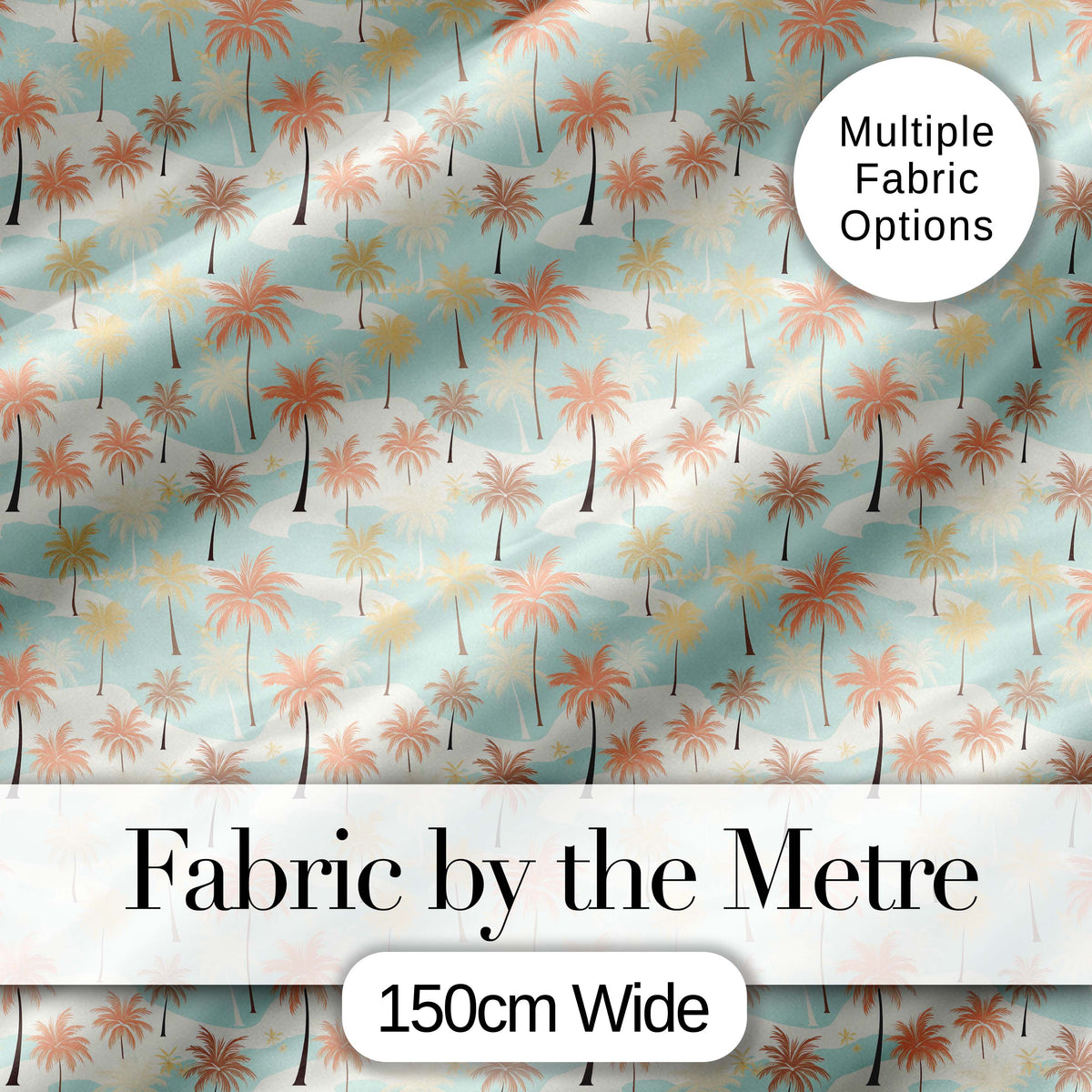 Soft Pastel Palm Tree Island Pattern Seamless Pattern Digital Print Fabric by the Metre UK Sewing Quilting Textile