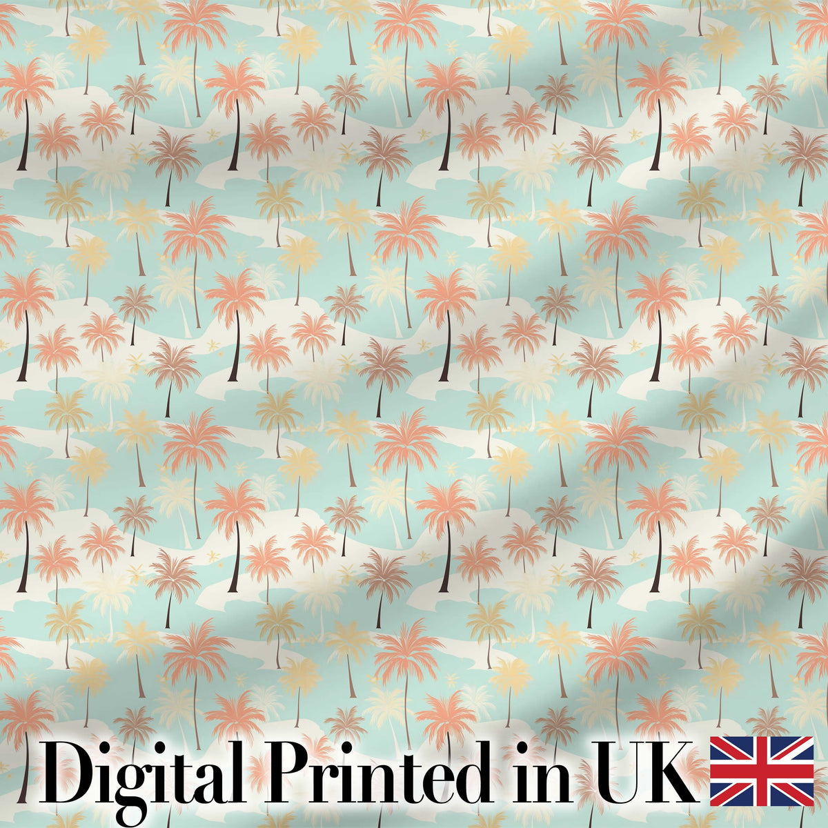 Soft Pastel Palm Tree Island Pattern Seamless Pattern Digital Print Fabric by the Metre UK Sewing Quilting Textile