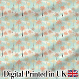 Soft Pastel Palm Tree Island Pattern Seamless Pattern Digital Print Fabric by the Metre UK Sewing Quilting Textile