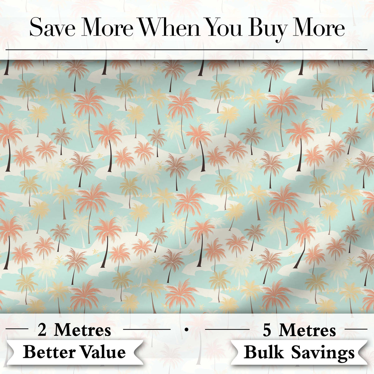 Soft Pastel Palm Tree Island Pattern Seamless Pattern Digital Print Fabric by the Metre UK Sewing Quilting Textile