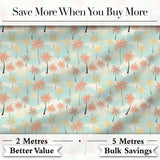 Soft Pastel Palm Tree Island Pattern Seamless Pattern Digital Print Fabric by the Metre UK Sewing Quilting Textile