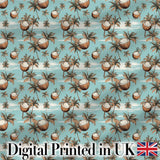 Coastal Coconut Palm Trees on Aqua Ocean Background Tropical Pattern Digital Print Fabric by the Metre UK Sewing Quilting Textile
