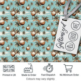 Coastal Coconut Palm Trees on Aqua Ocean Background Tropical Pattern Digital Print Fabric by the Metre UK Sewing Quilting Textile